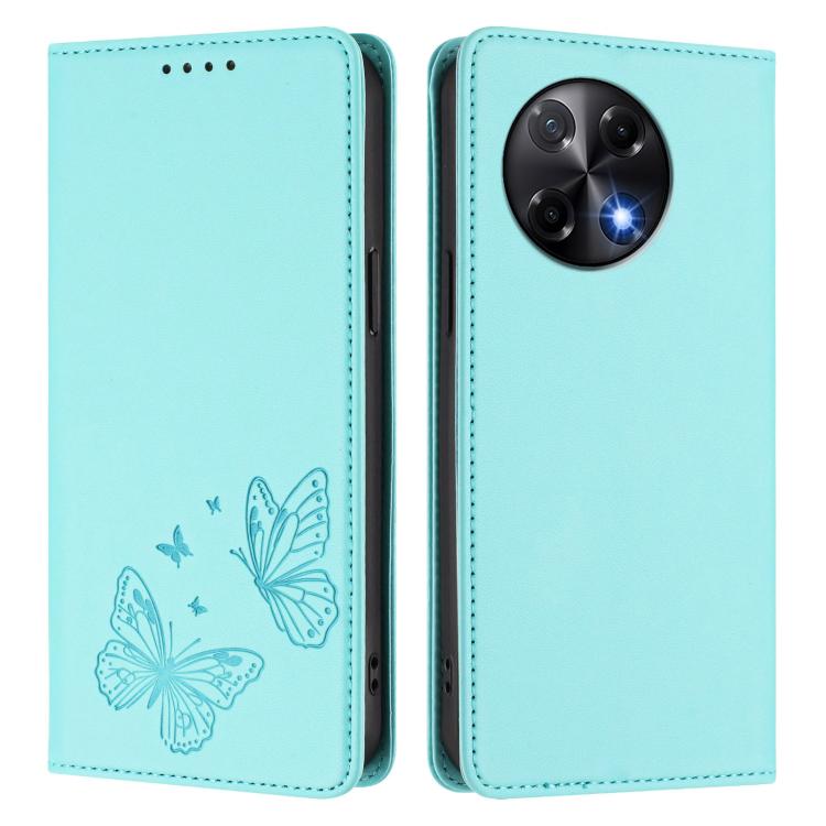 For Tecno Camon 30S / Camon 30S Pro Strong Magnetic Dual Butterfly RFID Vegan Leather Phone Case
