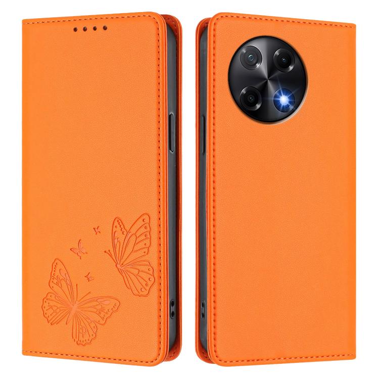 For Tecno Camon 30S / Camon 30S Pro Strong Magnetic Dual Butterfly RFID Vegan Leather Phone Case