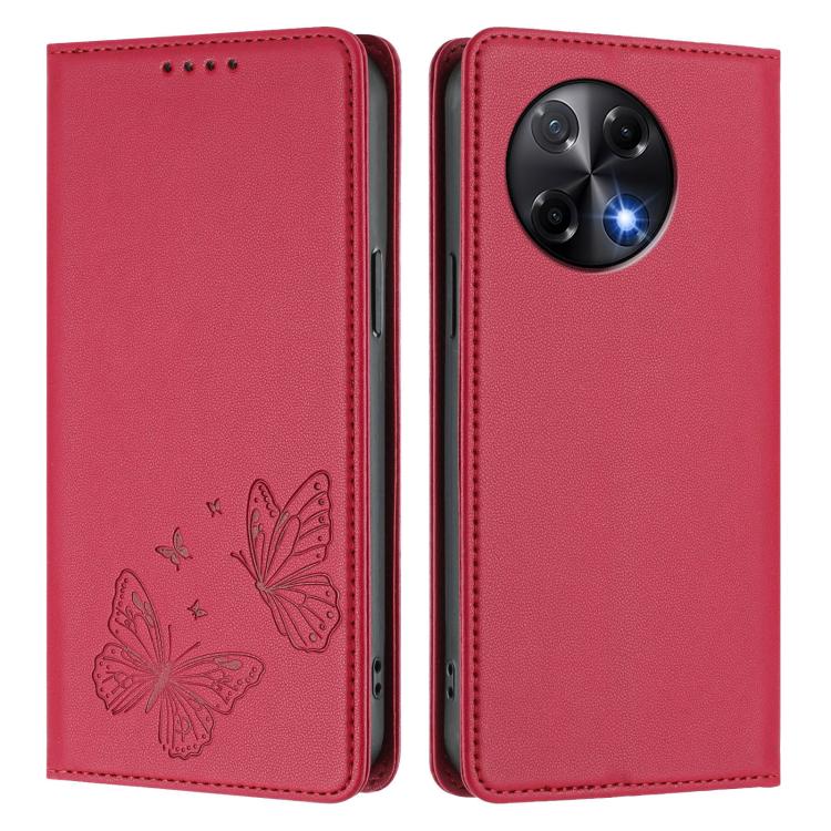 For Tecno Camon 30S / Camon 30S Pro Strong Magnetic Dual Butterfly RFID Vegan Leather Phone Case