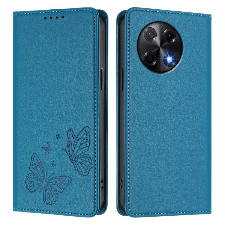 For Tecno Camon 30S / Camon 30S Pro Strong Magnetic Dual Butterfly RFID Vegan Leather Phone Case