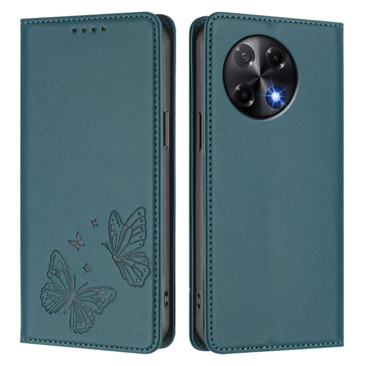 For Tecno Camon 30S / Camon 30S Pro Strong Magnetic Dual Butterfly RFID Vegan Leather Phone Case