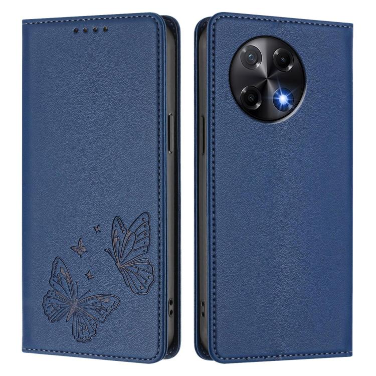 For Tecno Camon 30S / Camon 30S Pro Strong Magnetic Dual Butterfly RFID Vegan Leather Phone Case
