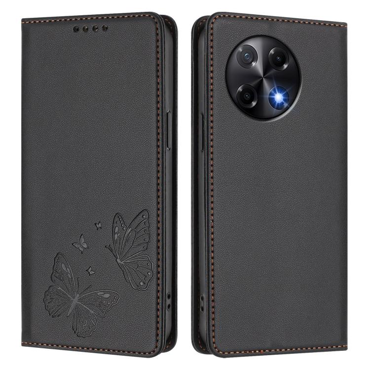 For Tecno Camon 30S / Camon 30S Pro Strong Magnetic Dual Butterfly RFID Vegan Leather Phone Case