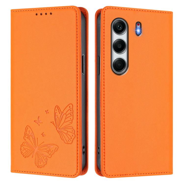 For Tecno Camon 40 Strong Magnetic Dual Butterfly RFID Vegan Leather Phone Case