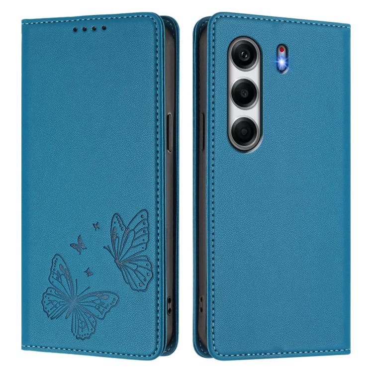 For Tecno Camon 40 Strong Magnetic Dual Butterfly RFID Vegan Leather Phone Case