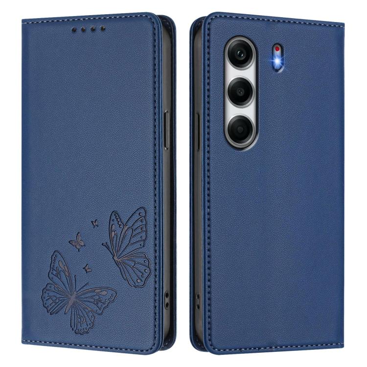 For Tecno Camon 40 Strong Magnetic Dual Butterfly RFID Vegan Leather Phone Case