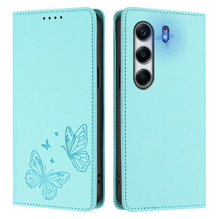 For Tecno Camon 40 Pro 4G Strong Magnetic Dual Butterfly RFID Vegan Leather Phone Case