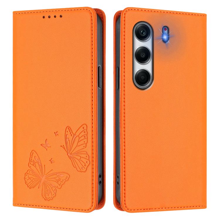 For Tecno Camon 40 Pro 4G Strong Magnetic Dual Butterfly RFID Vegan Leather Phone Case