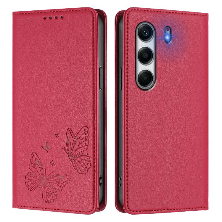 For Tecno Camon 40 Pro 4G Strong Magnetic Dual Butterfly RFID Vegan Leather Phone Case