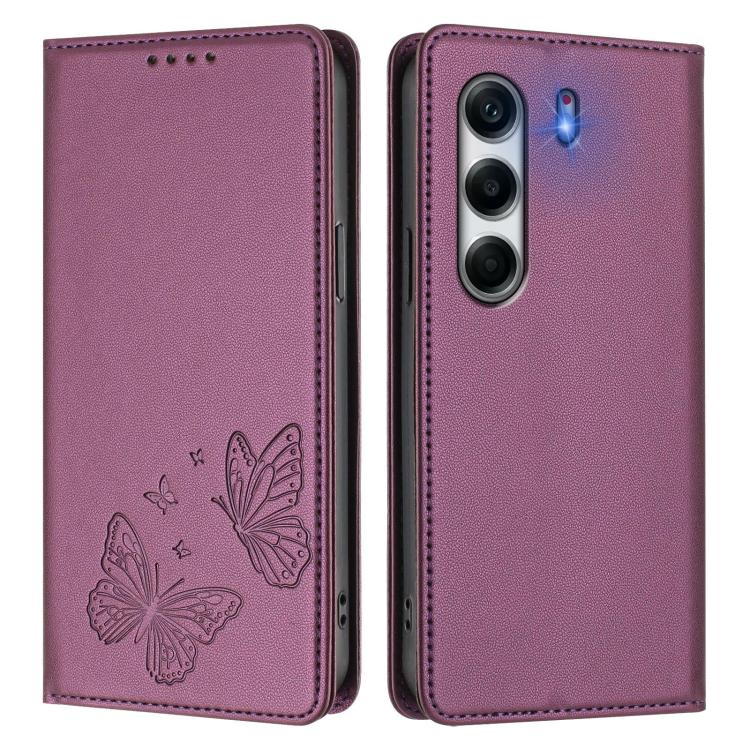 For Tecno Camon 40 Pro 4G Strong Magnetic Dual Butterfly RFID Vegan Leather Phone Case