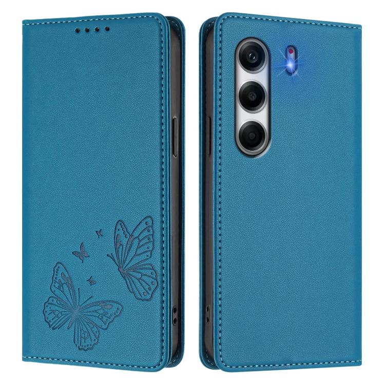 For Tecno Camon 40 Pro 4G Strong Magnetic Dual Butterfly RFID Vegan Leather Phone Case