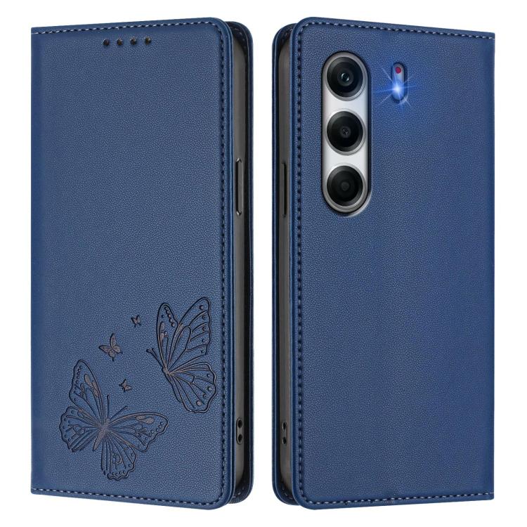 For Tecno Camon 40 Pro 4G Strong Magnetic Dual Butterfly RFID Vegan Leather Phone Case
