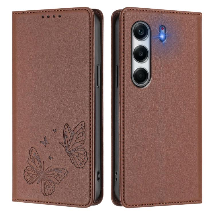 For Tecno Camon 40 Pro 4G Strong Magnetic Dual Butterfly RFID Vegan Leather Phone Case