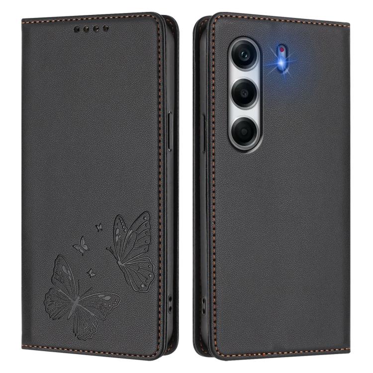 For Tecno Camon 40 Pro 4G Strong Magnetic Dual Butterfly RFID Vegan Leather Phone Case