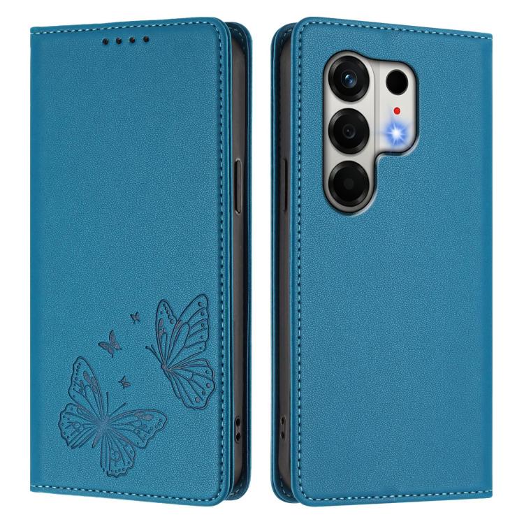 For Tecno Camon 50 4G Strong Magnetic Dual Butterfly RFID Vegan Leather Phone Case