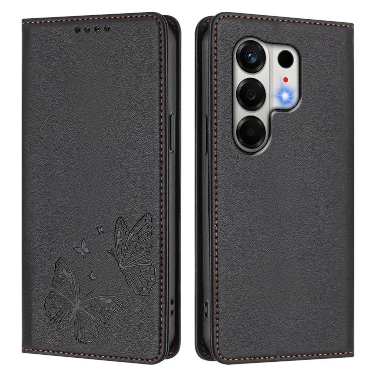 For Tecno Camon 50 4G Strong Magnetic Dual Butterfly RFID Vegan Leather Phone Case