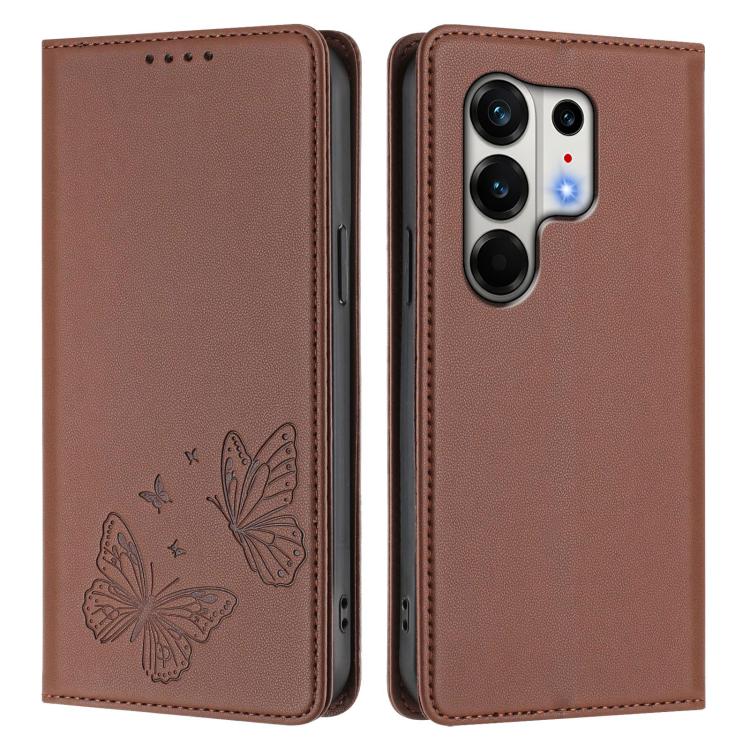 For Tecno Camon 50 Pro 4G Strong Magnetic Dual Butterfly RFID Vegan Leather Phone Case