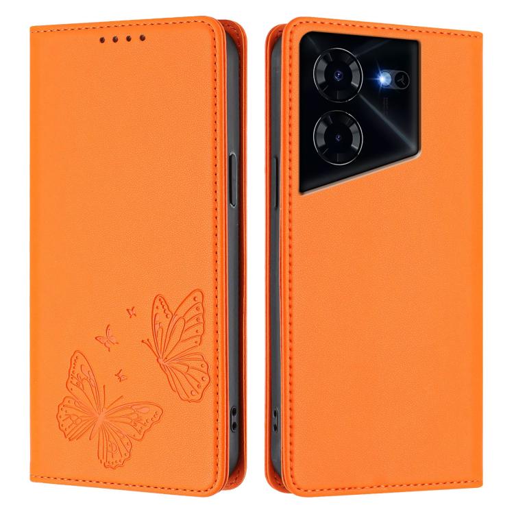 For Tecno Pova 5 Pro Strong Magnetic Dual Butterfly RFID Vegan Leather Phone Case