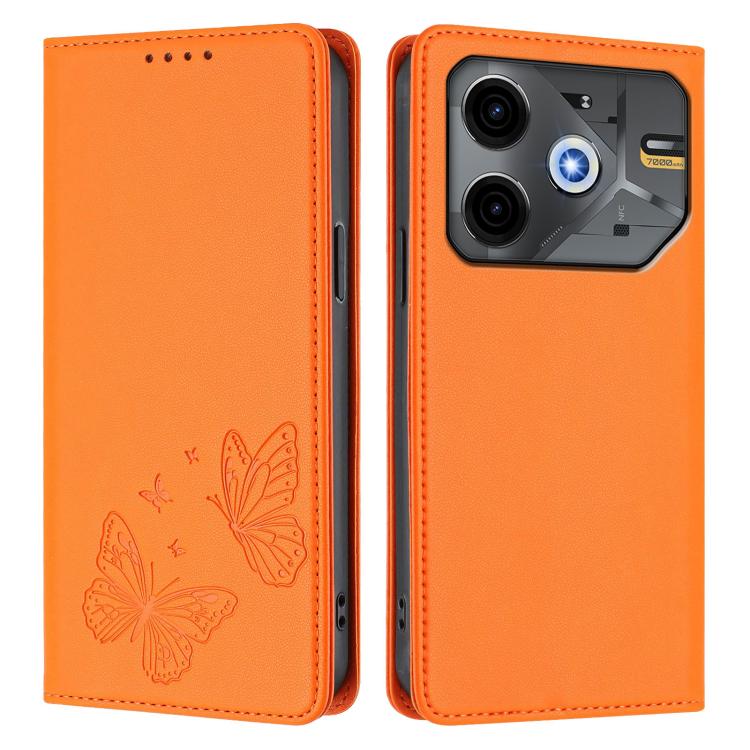 For Tecno Pova 6 Neo 5G / Spark 30 5G Strong Magnetic Dual Butterfly RFID Vegan Leather Phone Case