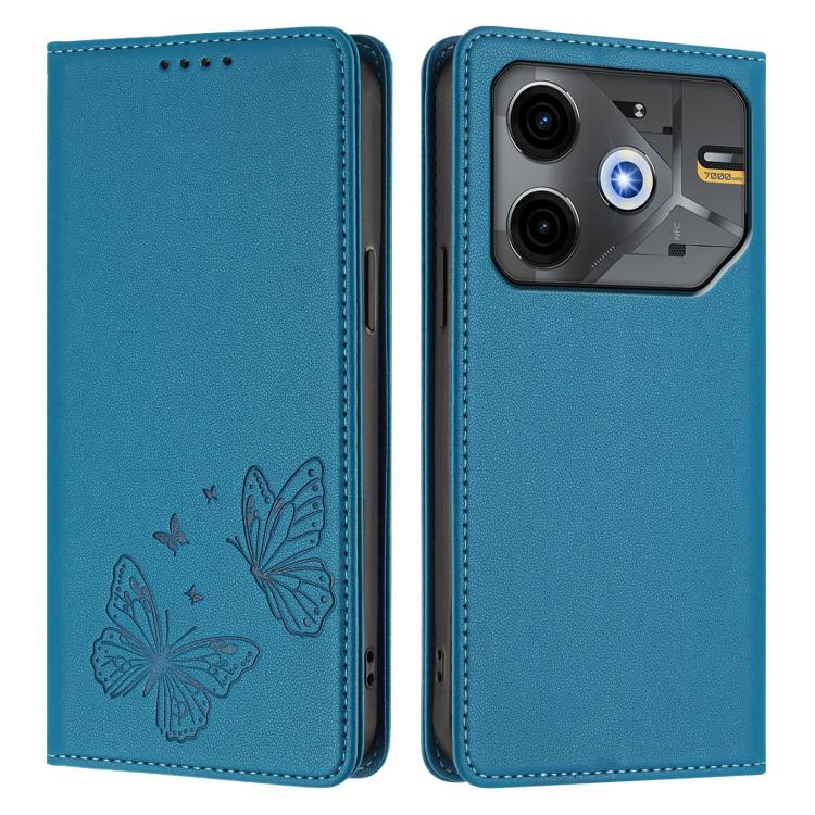 For Tecno Pova 6 Neo 5G / Spark 30 5G Strong Magnetic Dual Butterfly RFID Vegan Leather Phone Case