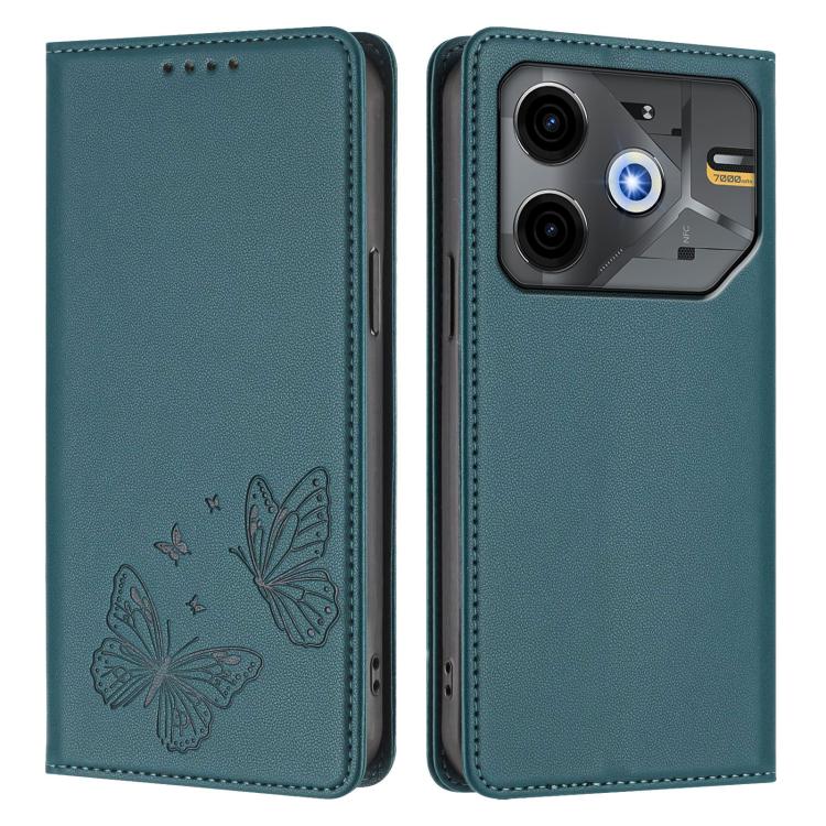For Tecno Pova 6 Neo 5G / Spark 30 5G Strong Magnetic Dual Butterfly RFID Vegan Leather Phone Case