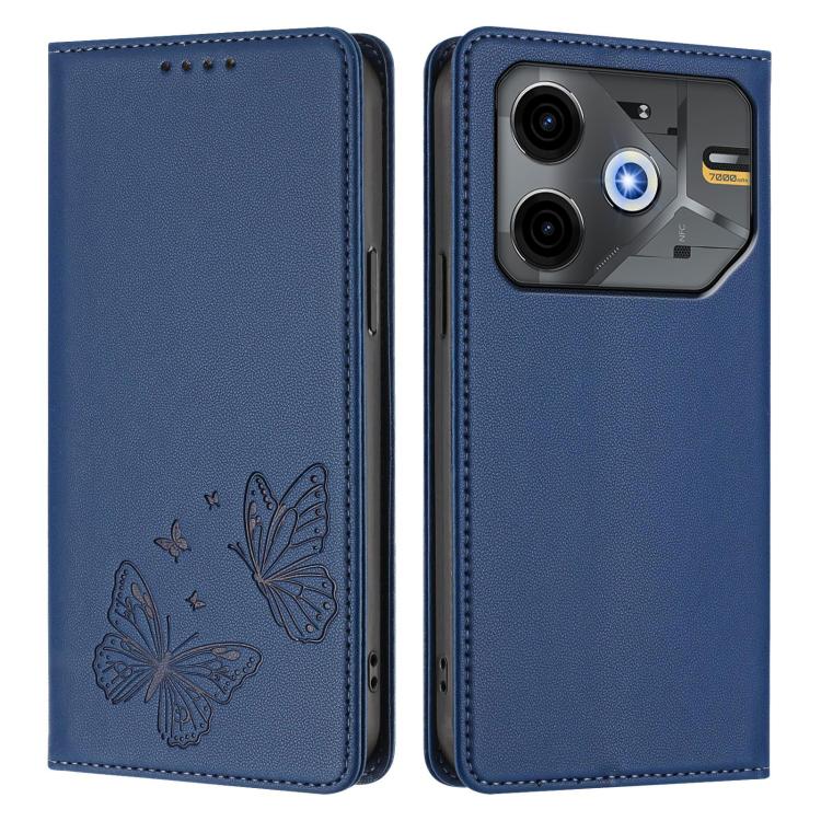 For Tecno Pova 6 Neo 5G / Spark 30 5G Strong Magnetic Dual Butterfly RFID Vegan Leather Phone Case