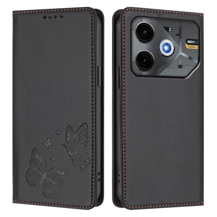 For Tecno Pova 6 Neo 5G / Spark 30 5G Strong Magnetic Dual Butterfly RFID Vegan Leather Phone Case
