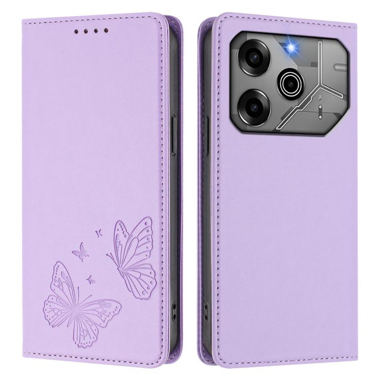 For Tecno Pova 6 / Pova 6 Pro Strong Magnetic Dual Butterfly RFID Vegan Leather Phone Case