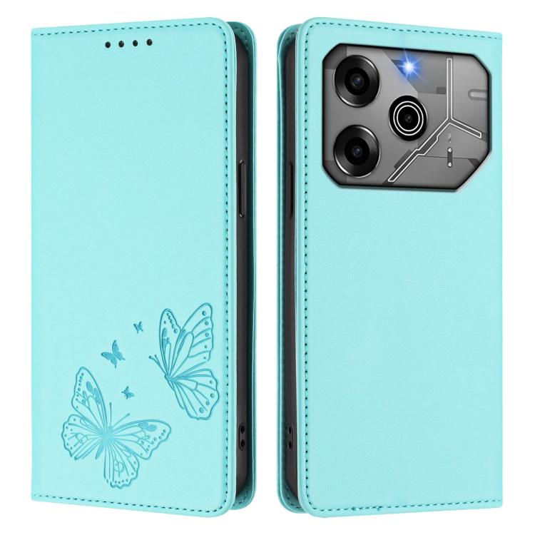 For Tecno Pova 6 / Pova 6 Pro Strong Magnetic Dual Butterfly RFID Vegan Leather Phone Case