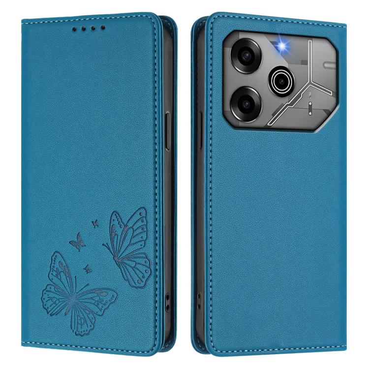 For Tecno Pova 6 / Pova 6 Pro Strong Magnetic Dual Butterfly RFID Vegan Leather Phone Case