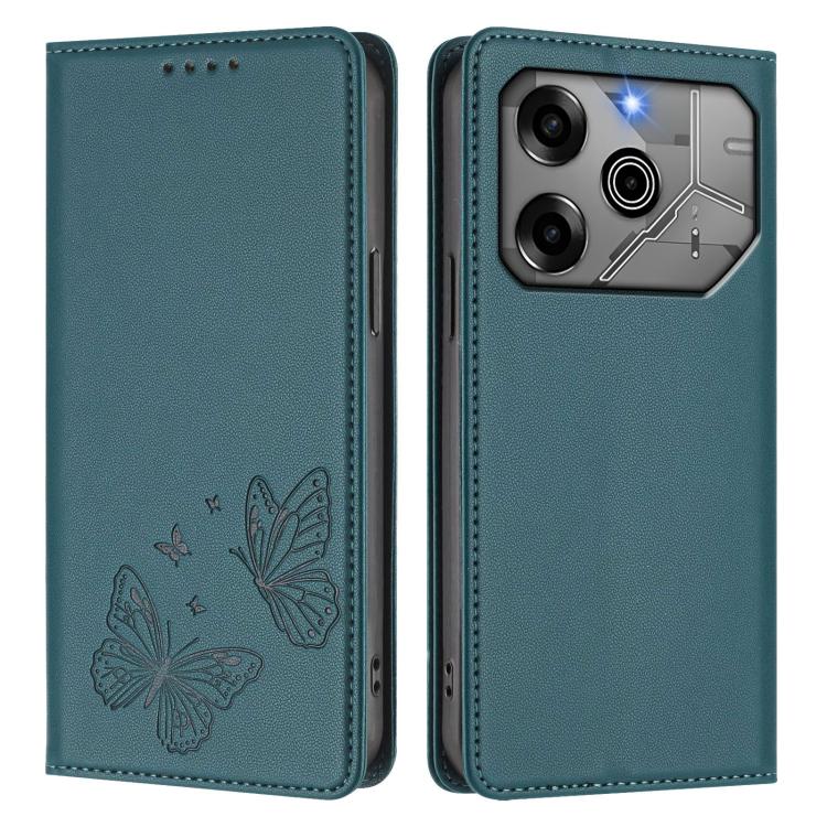 For Tecno Pova 6 / Pova 6 Pro Strong Magnetic Dual Butterfly RFID Vegan Leather Phone Case