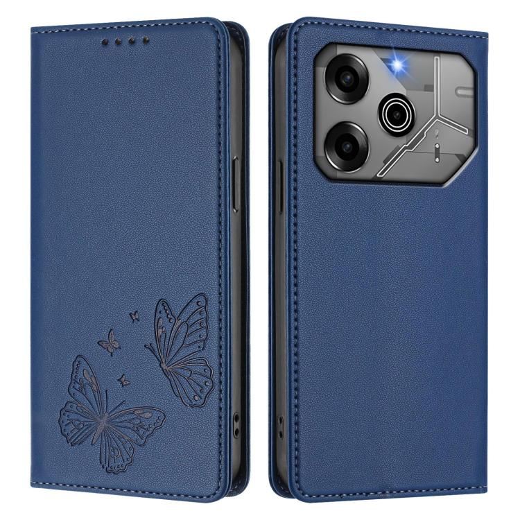 For Tecno Pova 6 / Pova 6 Pro Strong Magnetic Dual Butterfly RFID Vegan Leather Phone Case