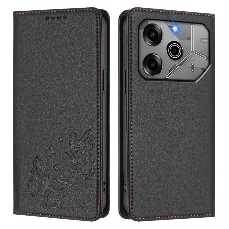 For Tecno Pova 6 / Pova 6 Pro Strong Magnetic Dual Butterfly RFID Vegan Leather Phone Case