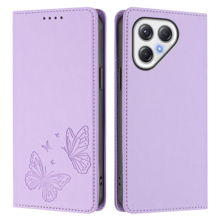 For Tecno Pova 7 4G / Pova 7 5G Strong Magnetic Dual Butterfly RFID Vegan Leather Phone Case