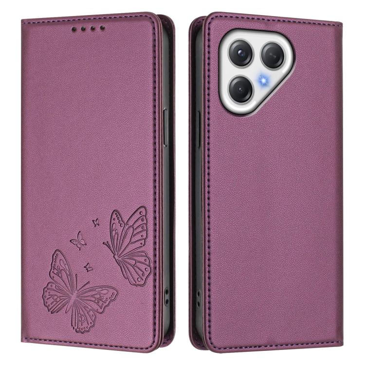 For Tecno Pova 7 4G / Pova 7 5G Strong Magnetic Dual Butterfly RFID Vegan Leather Phone Case