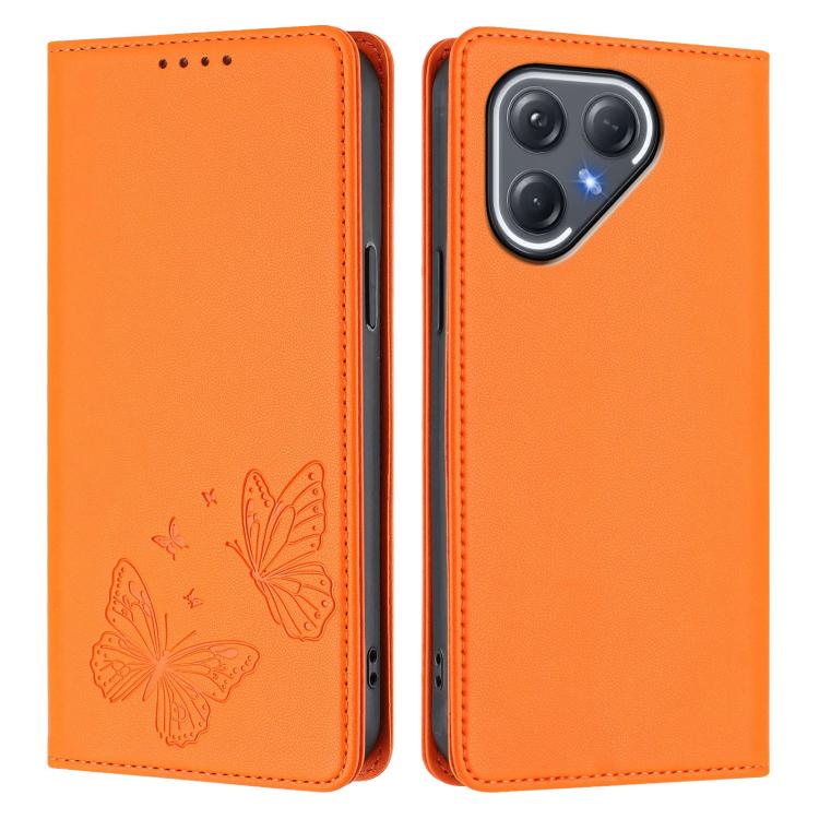 For Tecno Pova 7 Pro 5G Strong Magnetic Dual Butterfly RFID Vegan Leather Phone Case