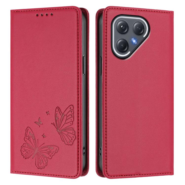 For Tecno Pova 7 Pro 5G Strong Magnetic Dual Butterfly RFID Vegan Leather Phone Case