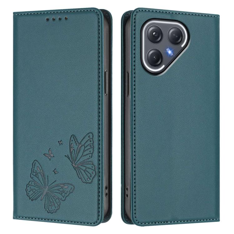 For Tecno Pova 7 Pro 5G Strong Magnetic Dual Butterfly RFID Vegan Leather Phone Case