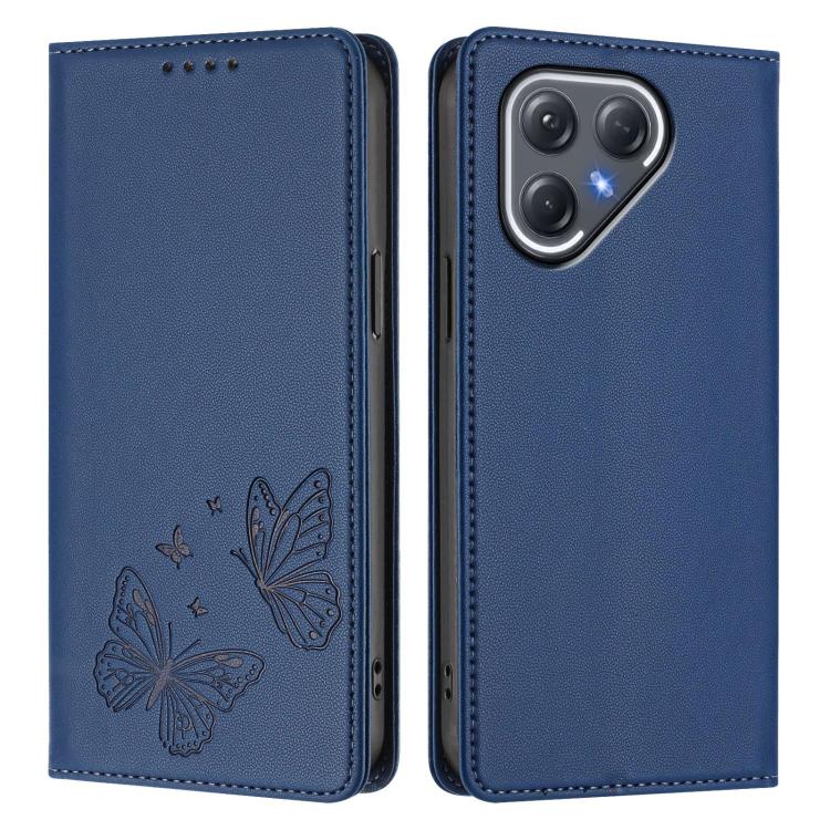 For Tecno Pova 7 Pro 5G Strong Magnetic Dual Butterfly RFID Vegan Leather Phone Case
