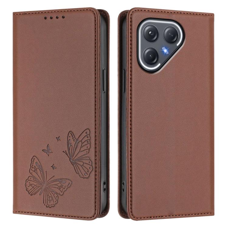 For Tecno Pova 7 Pro 5G Strong Magnetic Dual Butterfly RFID Vegan Leather Phone Case