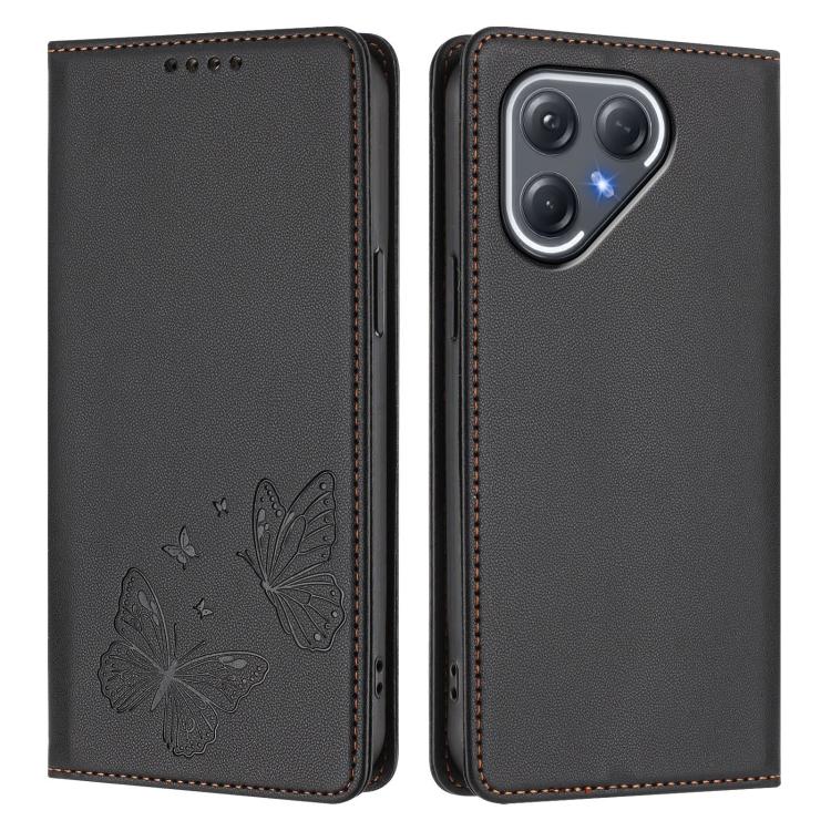 For Tecno Pova 7 Pro 5G Strong Magnetic Dual Butterfly RFID Vegan Leather Phone Case