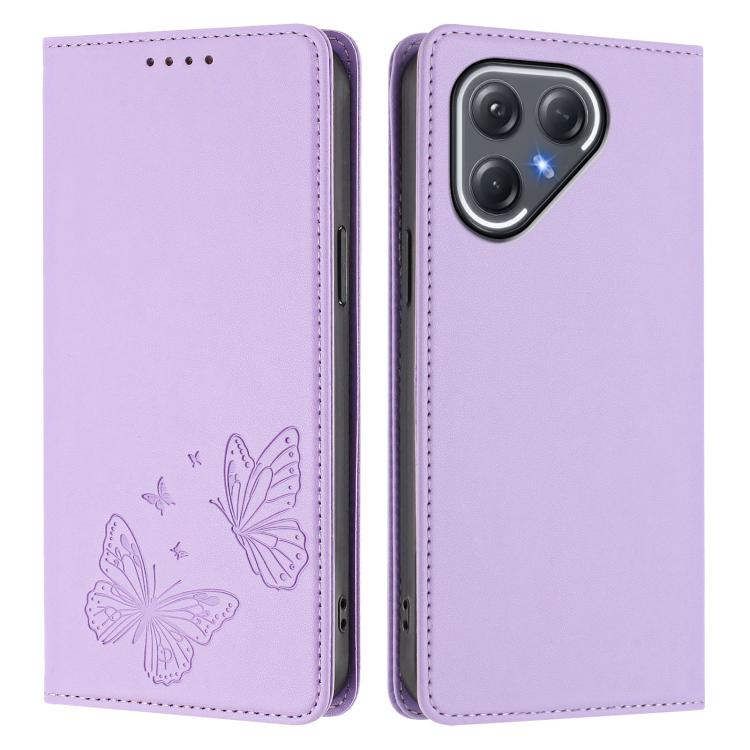 For Tecno Pova 7 Ultra 5G Strong Magnetic Dual Butterfly RFID Vegan Leather Phone Case