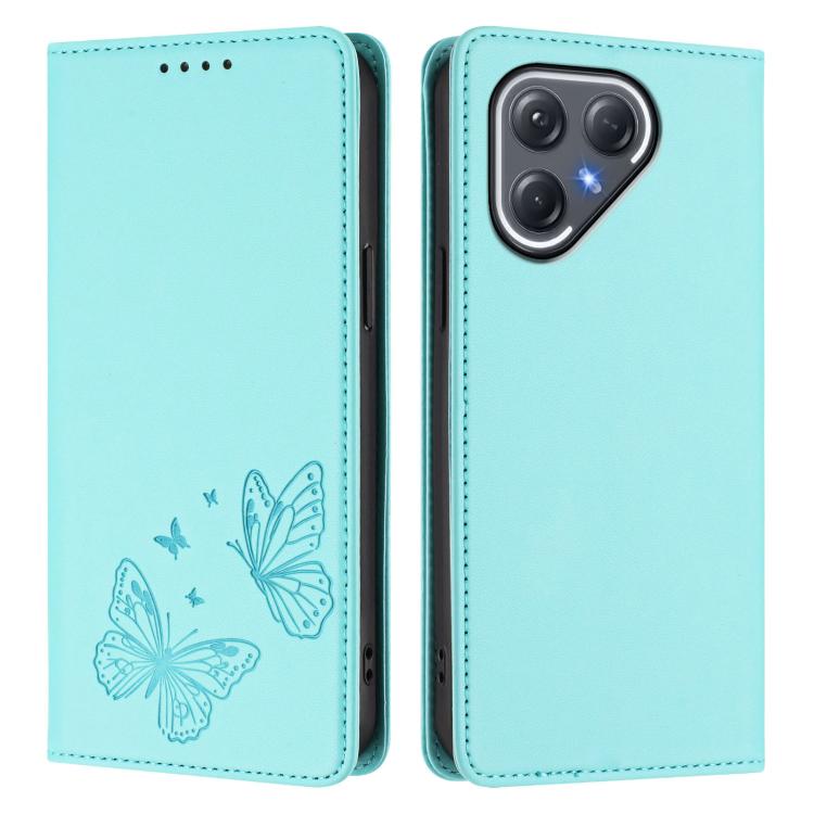 For Tecno Pova 7 Ultra 5G Strong Magnetic Dual Butterfly RFID Vegan Leather Phone Case