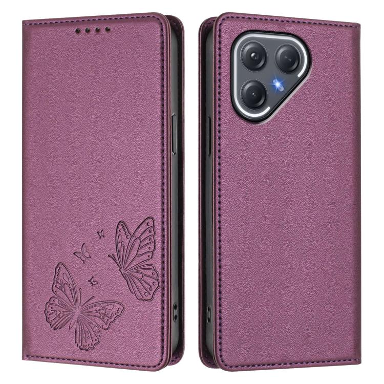 For Tecno Pova 7 Ultra 5G Strong Magnetic Dual Butterfly RFID Vegan Leather Phone Case