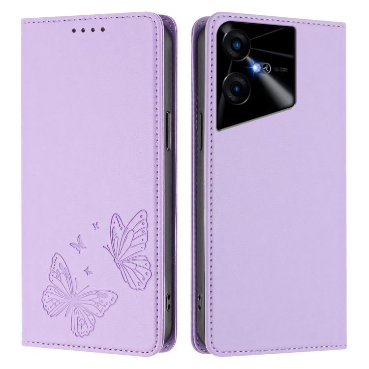For Tecno Pova Neo 3 Strong Magnetic Dual Butterfly RFID Vegan Leather Phone Case