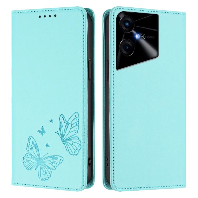 For Tecno Pova Neo 3 Strong Magnetic Dual Butterfly RFID Vegan Leather Phone Case