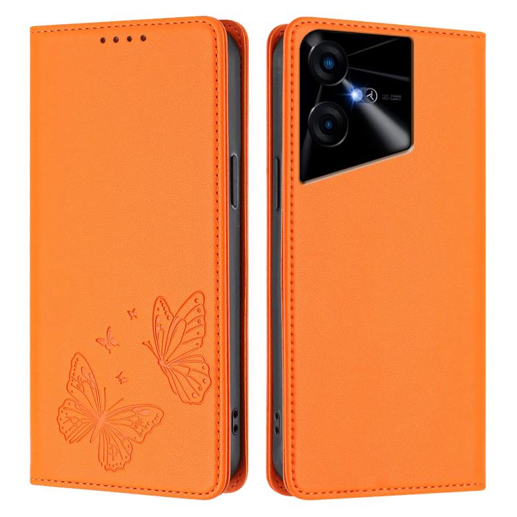 For Tecno Pova Neo 3 Strong Magnetic Dual Butterfly RFID Vegan Leather Phone Case