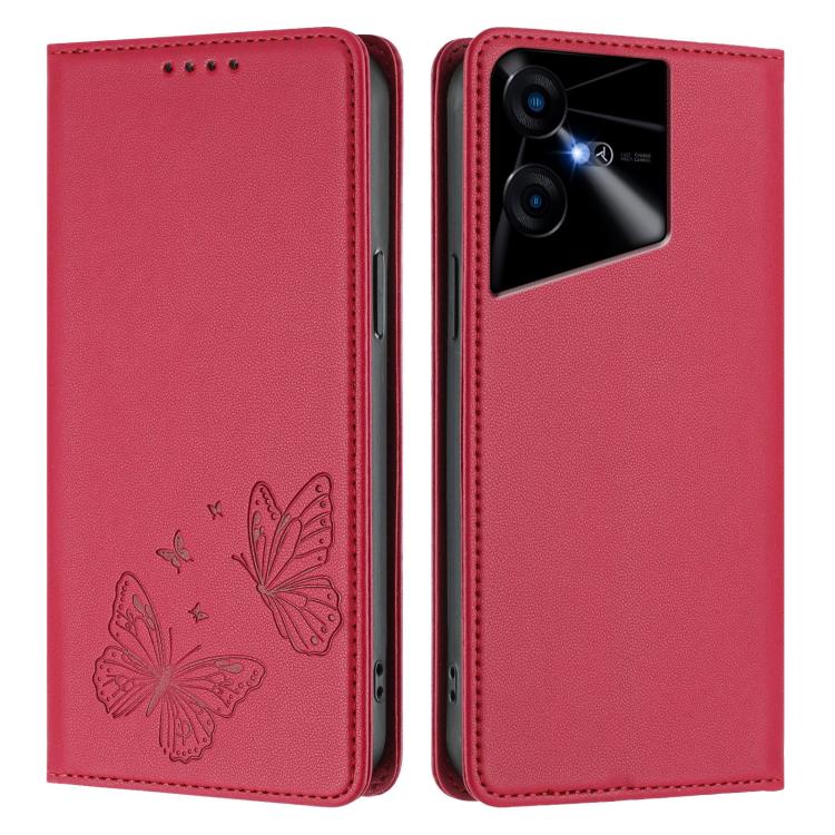 For Tecno Pova Neo 3 Strong Magnetic Dual Butterfly RFID Vegan Leather Phone Case