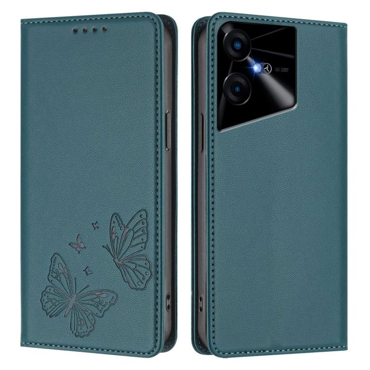 For Tecno Pova Neo 3 Strong Magnetic Dual Butterfly RFID Vegan Leather Phone Case