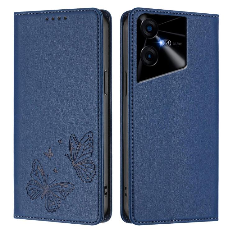 For Tecno Pova Neo 3 Strong Magnetic Dual Butterfly RFID Vegan Leather Phone Case